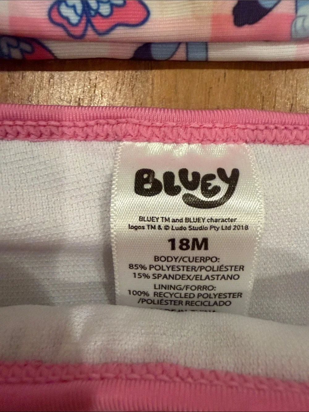 NWOT Bluey Pink Gingham Ruffle Two-Piece Swimsuit